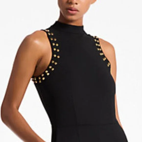 $165 retail-NWOT-Michael Kors Astor Women's Black Crepe Jumpsuit - Size M PETITE - Picture 2 of 16